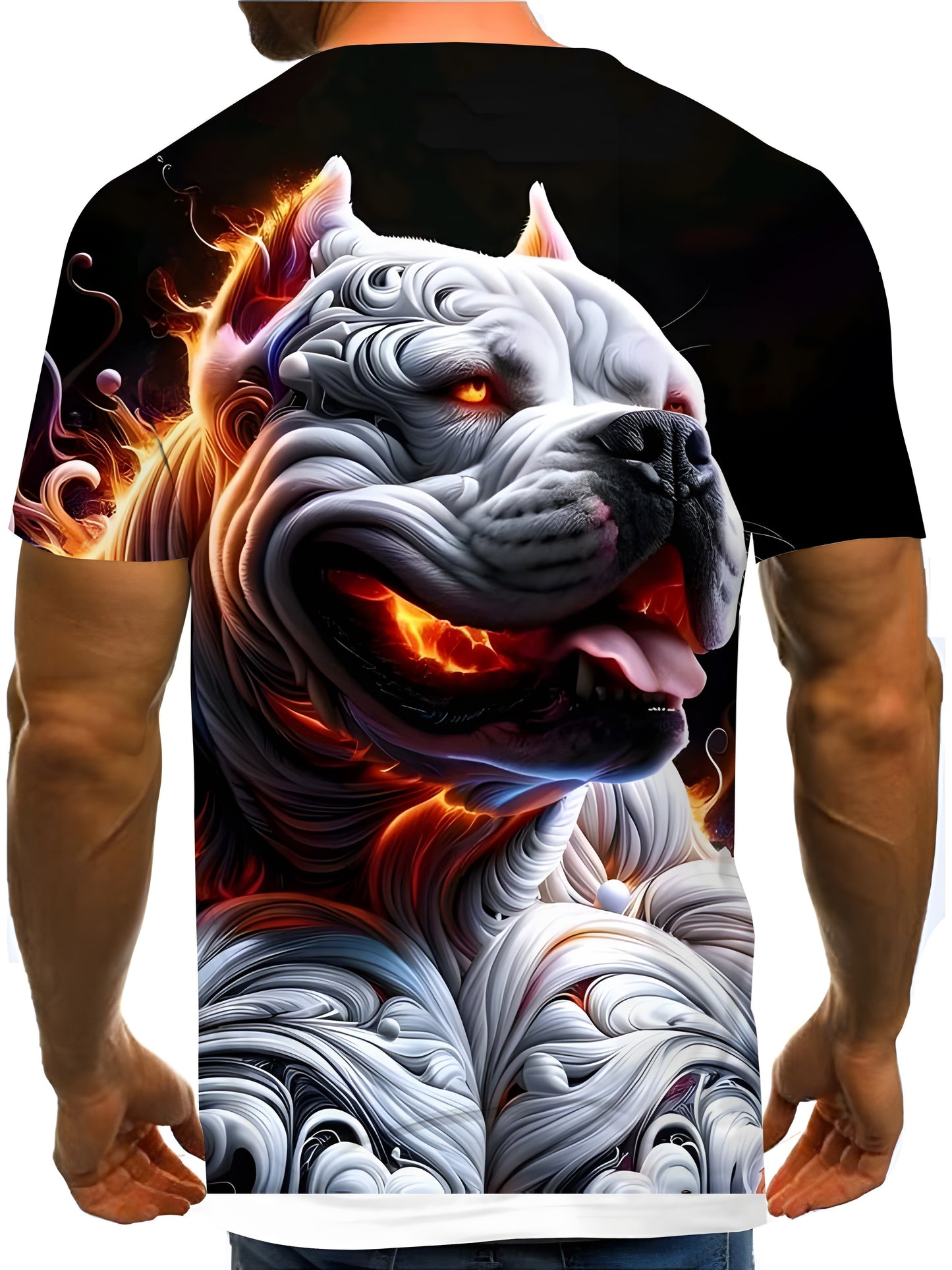 Plus Size Mens 3D Pug Graphic Tee - Fashionable Streetwear Design - Comfortable Short Sleeves for Trendsetters