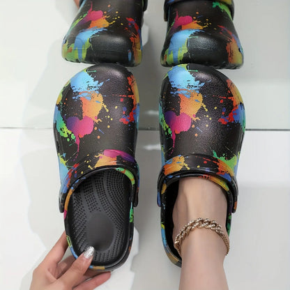 2025 Fashionable Non-Slip Thick Sole Sandals for Couples, Summer Beach Shoes with Random Patterns, EVA Material, Beach Footwear|Trendy Sandals|Eva Upper Material, Beach Accessorie Chic Le'Meek