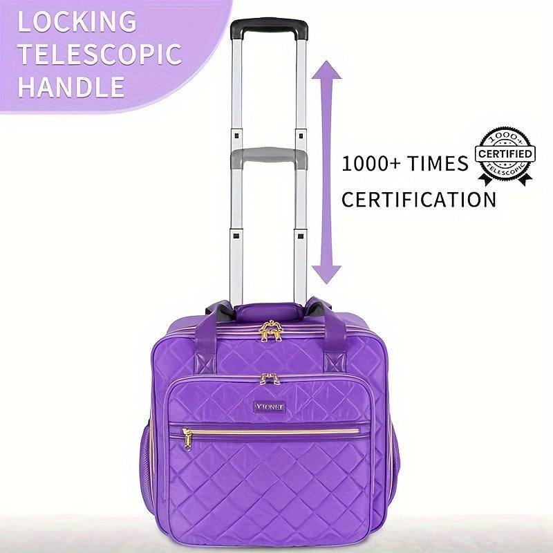 Water Resistant Nylon Laptop Bag with Wheels, Overnight Travel Computer Bag for Work, College, Business, Wife, Mom, Teacher - Perfect Gift for Christmas, Mother's Day, New Year, Valentine's Day, Women'