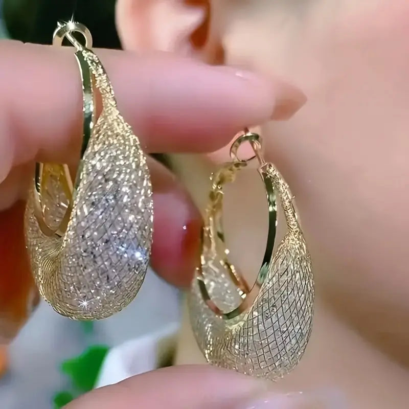 Fashionable Mesh Artificial Crystal Earrings - Perfect For Parties And Gifts For Women, Mothers, Family, And Friends, Suitable For Christmas, New Year Gifts, Halloween, And Valentine'S Day Chic Le'Meek