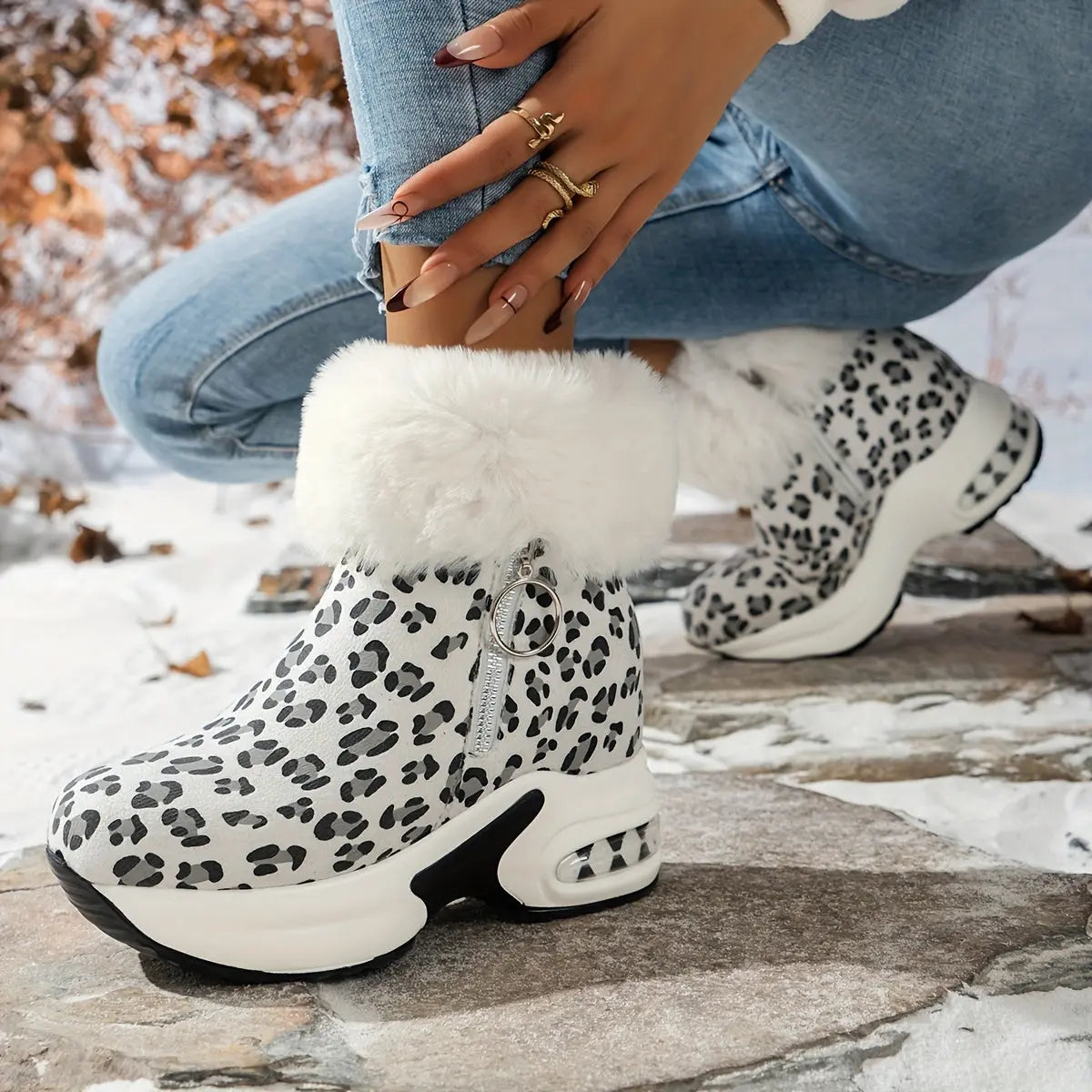 Women's Platform Wedges Ankle Boots, Casual Push Lined Side Zipper Short Boots, Warm & Comfortable Winter Shoes Chic Le'Meek