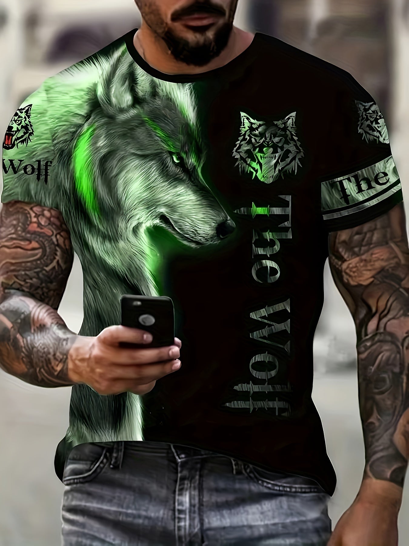 Stylish Men's T-Shirt with Striking Lion Graphic - Comfortable Short Sleeve Crew Neck - Ideal for Summer Outdoor Activities & Daily Wear