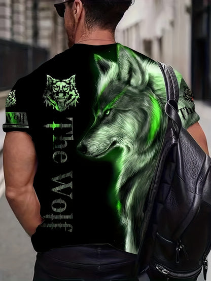 Stylish Men's T-Shirt with Striking Lion Graphic - Comfortable Short Sleeve Crew Neck - Ideal for Summer Outdoor Activities & Daily Wear