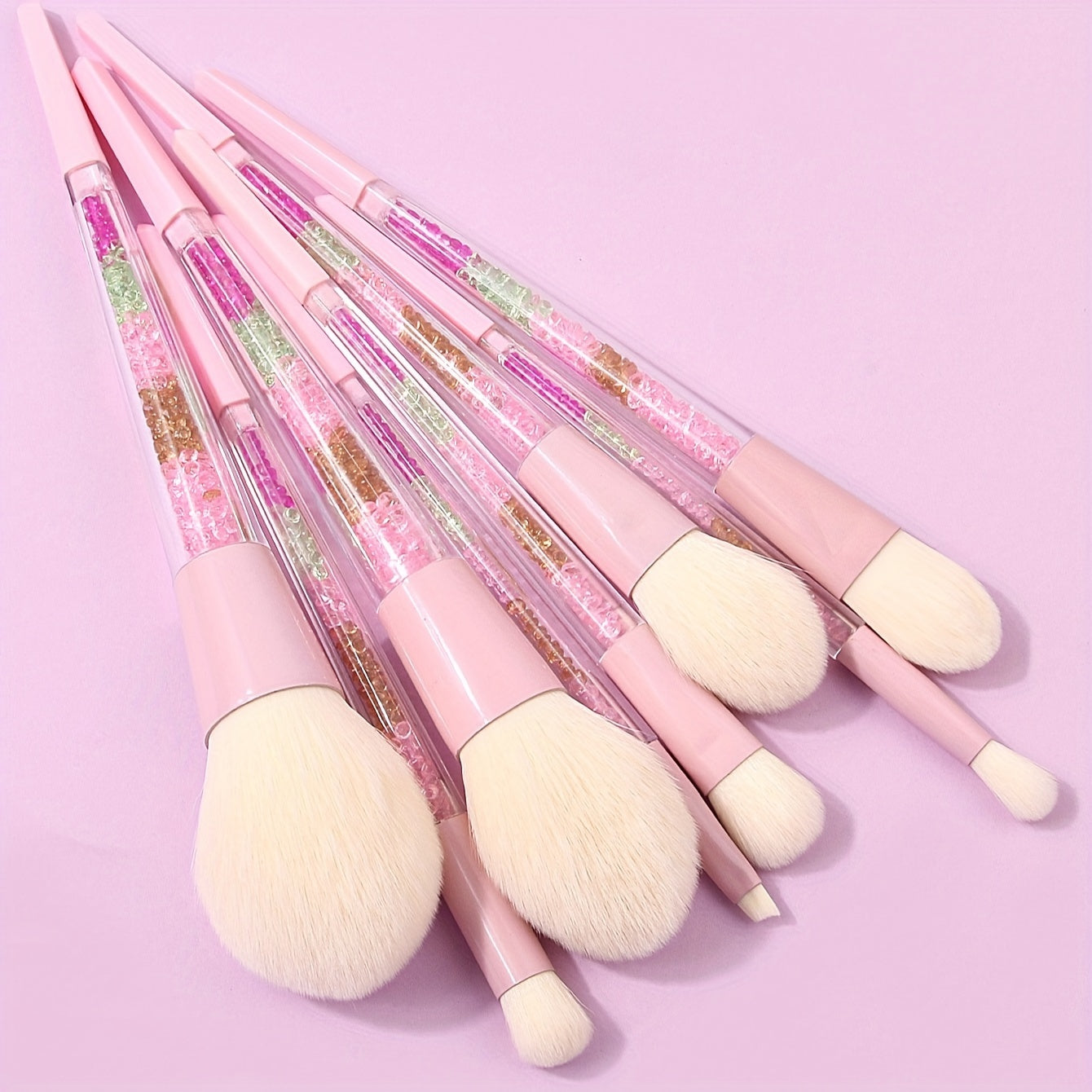 8PCS Luxury Diamond Makeup Brush Set, Soft Nylon Bristles, Unscented Palm Brushes, ABS Handle, Versatile Professional Cosmetic Tool Kit for Foundation, Powder, Blush, Contour