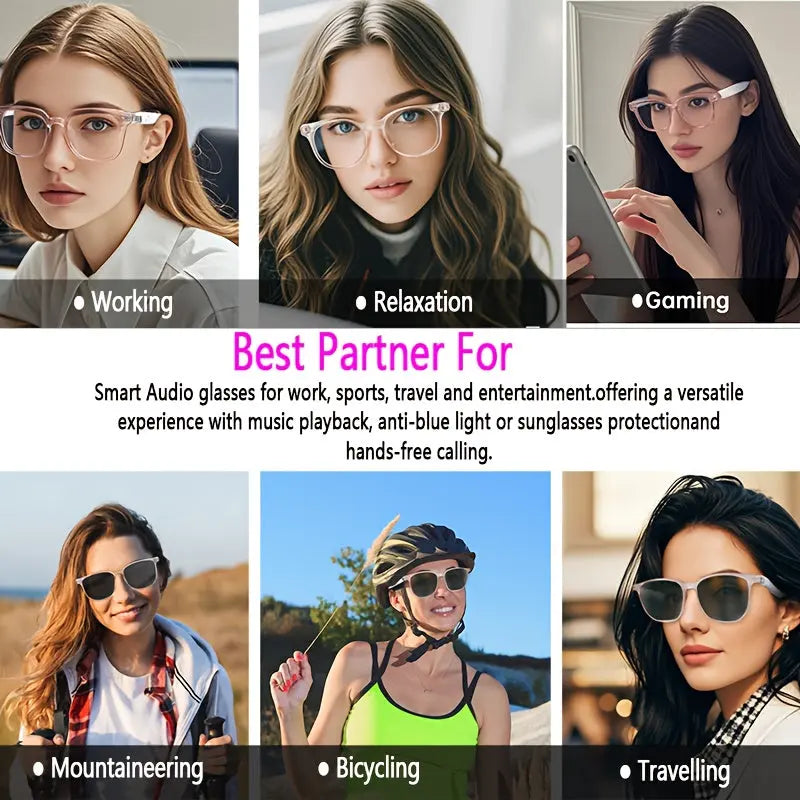 [New Smart Glasses] Smart Glasses: New Photo-taking Outdoor Sports | Music And Calls, Lightweight, Remote Control Photography, Built-in Microphone And Speaker, Noise Reduction, Touch And AI Voice Assistant, Compatible With IP Chic Le'Meek
