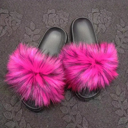 Luxurious Womens Faux Fur Slides - Soft Open Toe Slip-Ons - Ultra-Plush Indoor Slippers for Cozy Lounging - Comfortable Flat Sole - Perfect for Bedroom & Casual Wear Temu