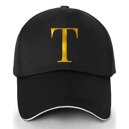 Unisex Polyester Baseball Cap | Adjustable Fit | Lightweight, Breathable & Quick-Dry | Golden Letter Print Embroidery 'M' or 'A' | Ideal for Outdoor Sports and Travel | Stylish Hip-Hop Dad Hat, Casual Wear Hat | Hiphop Style Chic Le'Meek