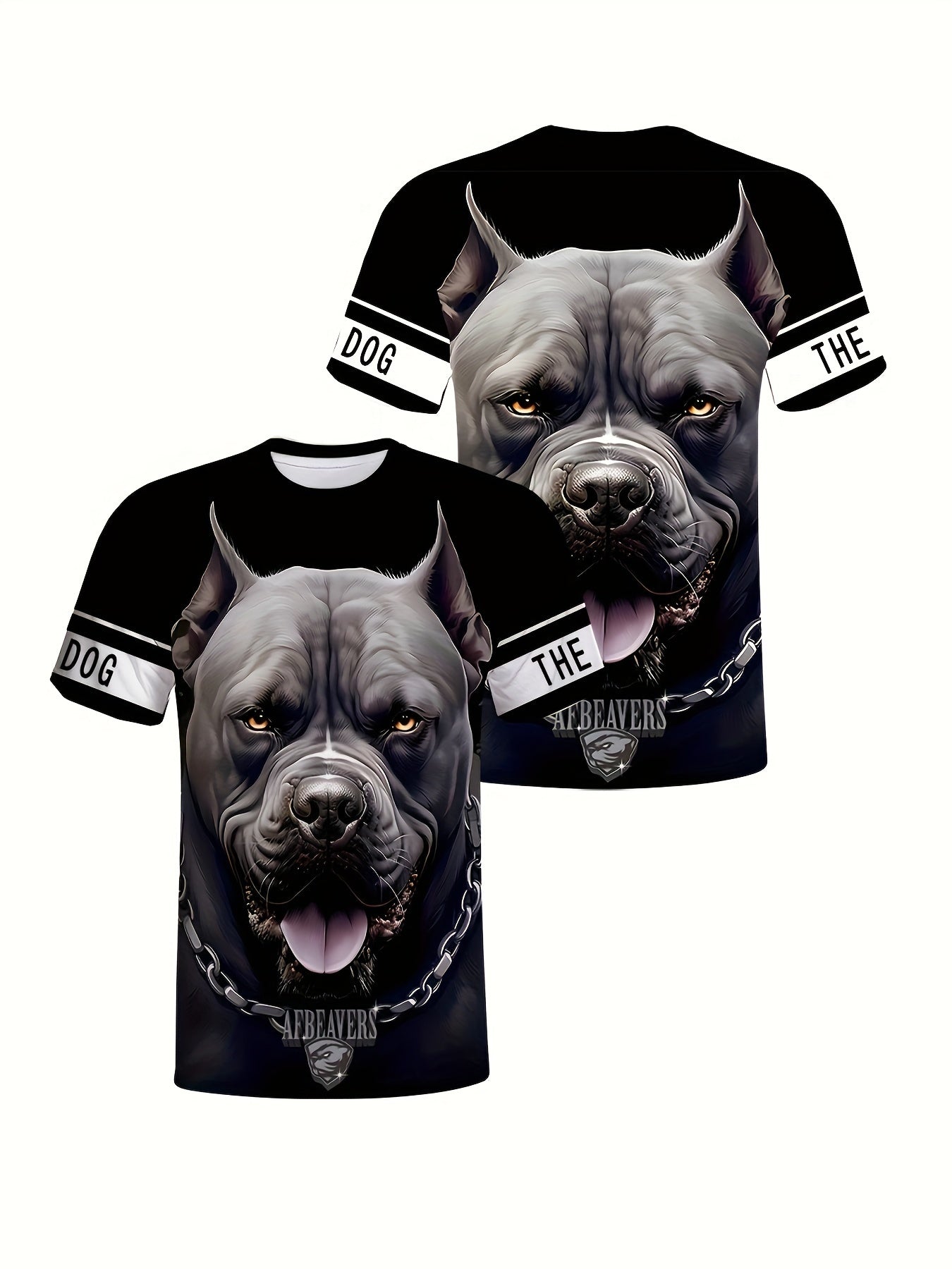 Mens Graphic Crew Neck T-Shirt - Fashion Outdoor Tee with 3D Dog Random Print Design