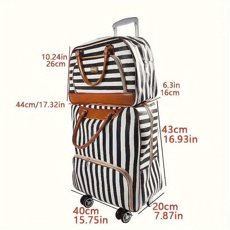 Durable Telescoping Handle, Spinner Wheels, Soft PU Leather, Random Printing, Iron Pull Handle - Ideal for Women Travelers