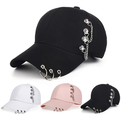 1pc 1pc Unisex Trendy Sunshade Adjustable Baseball Cap With Rivets For Outdoor Sport