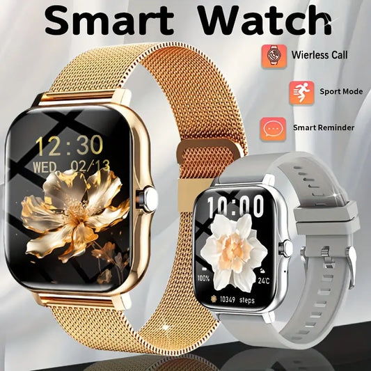 Full Touch Screen 1.83-inch Smart Watch for Men and Women with Wireless Calls, Message Reminders, Sports Tracker, Remote Camera, Weather Notification - USB Rechargeable, Multiple Sports Modes, 240P Resolution, Positioning Nav Chic Le'Meek