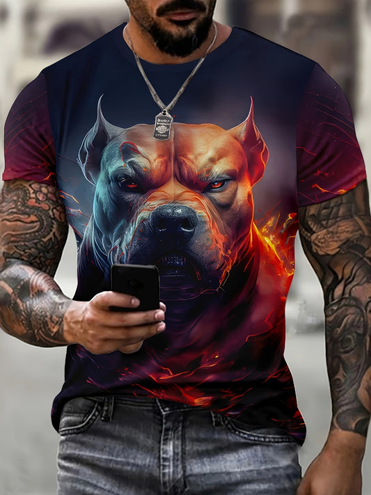 Mens Dog Print Graphic Tee - Lightweight & Comfortable - Short Sleeve Crew Neck Shirt for Casual Outdoor Wear - Trendy Mens Clothing