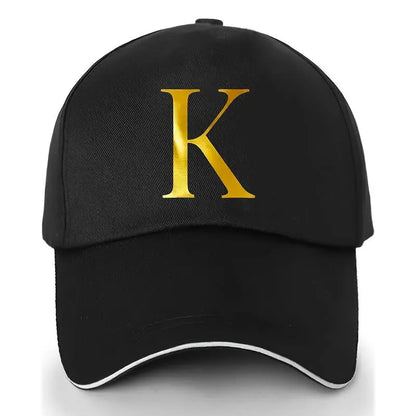 Unisex Polyester Baseball Cap | Adjustable Fit | Lightweight, Breathable & Quick-Dry | Golden Letter Print Embroidery 'M' or 'A' | Ideal for Outdoor Sports and Travel | Stylish Hip-Hop Dad Hat, Casual Wear Hat | Hiphop Style Chic Le'Meek