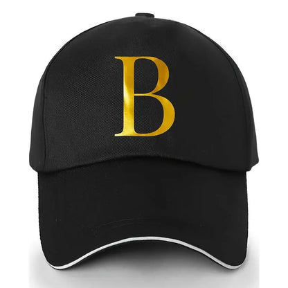 Unisex Polyester Baseball Cap | Adjustable Fit | Lightweight, Breathable & Quick-Dry | Golden Letter Print Embroidery 'M' or 'A' | Ideal for Outdoor Sports and Travel | Stylish Hip-Hop Dad Hat, Casual Wear Hat | Hiphop Style Chic Le'Meek