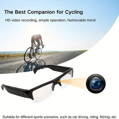 Smart 1080P HD camera glasses, outdoor sports glasses, body camera, video glasses, suitable for cycling, meeting recording, with 64GB storage card