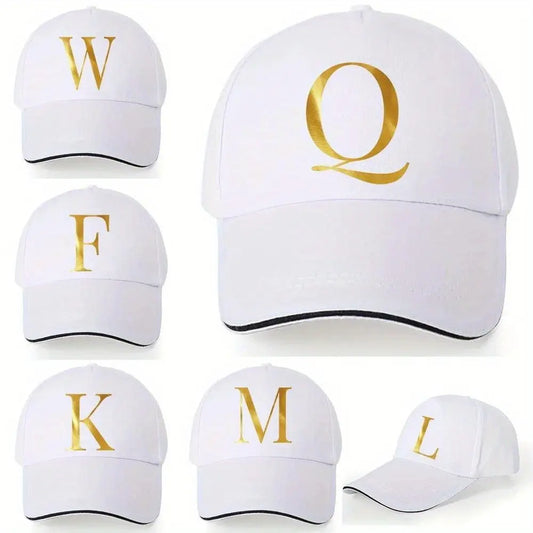 Lightweight Baseball Cap with Adjustable Shoulder Strap, Breathable And Quick Drying- Customizable Golden Letter Design, Suitable for Outdoor Sports And Travel, Baseball Cap Chic Le'Meek