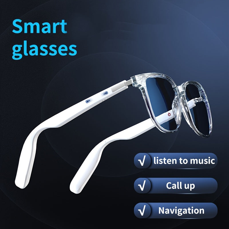 Wireless Smart Glasses with Replaceable Prescription Frame Lenses - Voice Control, Anti-Blue Light, Built-in Microphone, USB Charging, Long-Lasting Lithium Battery for Gaming, Meeting, Traveling, and Driving