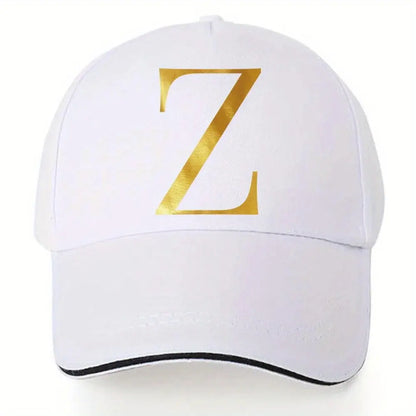 Lightweight Baseball Cap with Adjustable Shoulder Strap, Breathable And Quick Drying- Customizable Golden Letter Design, Suitable for Outdoor Sports And Travel, Baseball Cap Chic Le'Meek