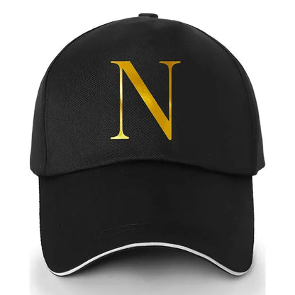 Unisex Polyester Baseball Cap | Adjustable Fit | Lightweight, Breathable & Quick-Dry | Golden Letter Print Embroidery 'M' or 'A' | Ideal for Outdoor Sports and Travel | Stylish Hip-Hop Dad Hat, Casual Wear Hat | Hiphop Style Chic Le'Meek