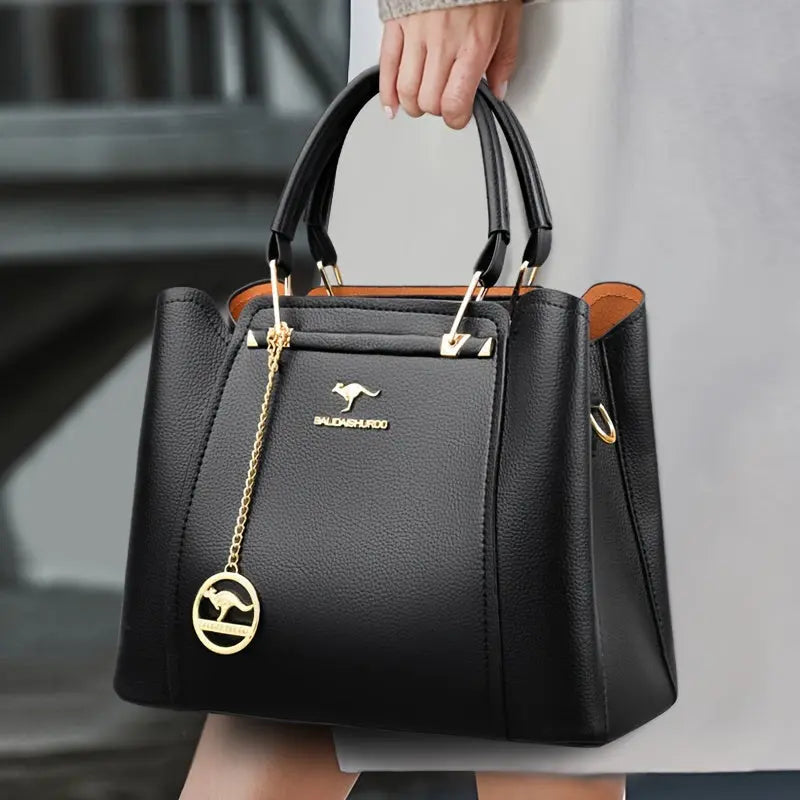 [Chic Tote Bag] Versatile Chic Black Tote Bag for Women | Polyester Lined, Zip Closure, Casual Style - Perfect for Everyday Use Chic Le'Meek