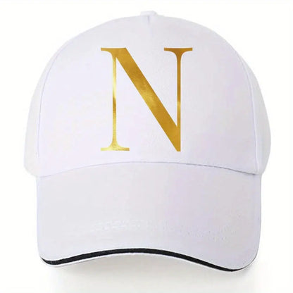 Lightweight Baseball Cap with Adjustable Shoulder Strap, Breathable And Quick Drying- Customizable Golden Letter Design, Suitable for Outdoor Sports And Travel, Baseball Cap Chic Le'Meek