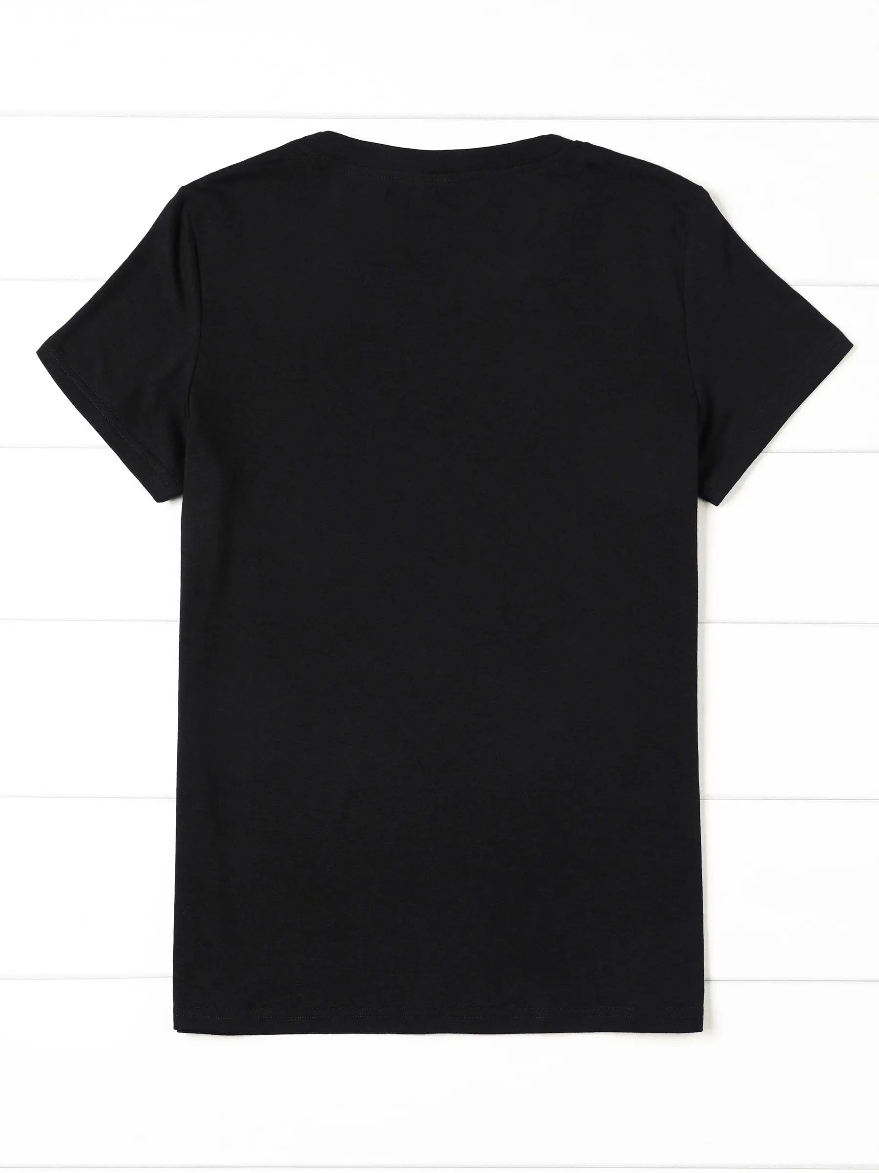 [Plus Size CowWomen T-Shirt] Plus Size Women's Graphic T-Shirt | Black Short Sleeve Crew Neck Casual Top with Cartoon Cowgirl Print, Rhinestone Accents & Glitter Text | Machine Washable All-Season Comfort for Spring & Summer Chic Le'Meek