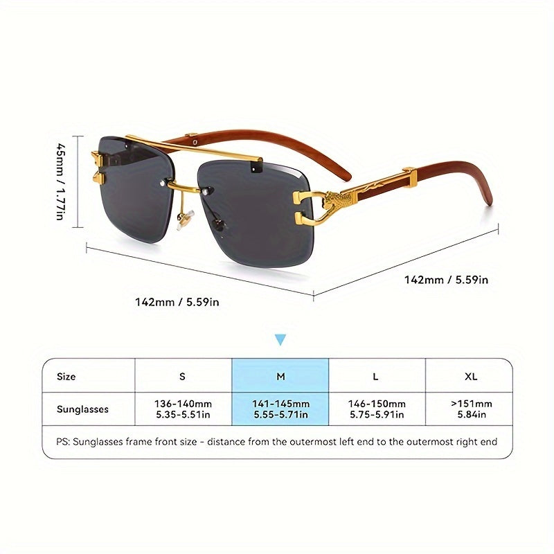 Trendy Square Sunglasses For Men Women Semi Rimless Frame Shades 90s Vintage Retro Sun Glasses