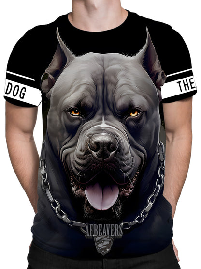 Mens Graphic Crew Neck T-Shirt - Fashion Outdoor Tee with 3D Dog Random Print Design