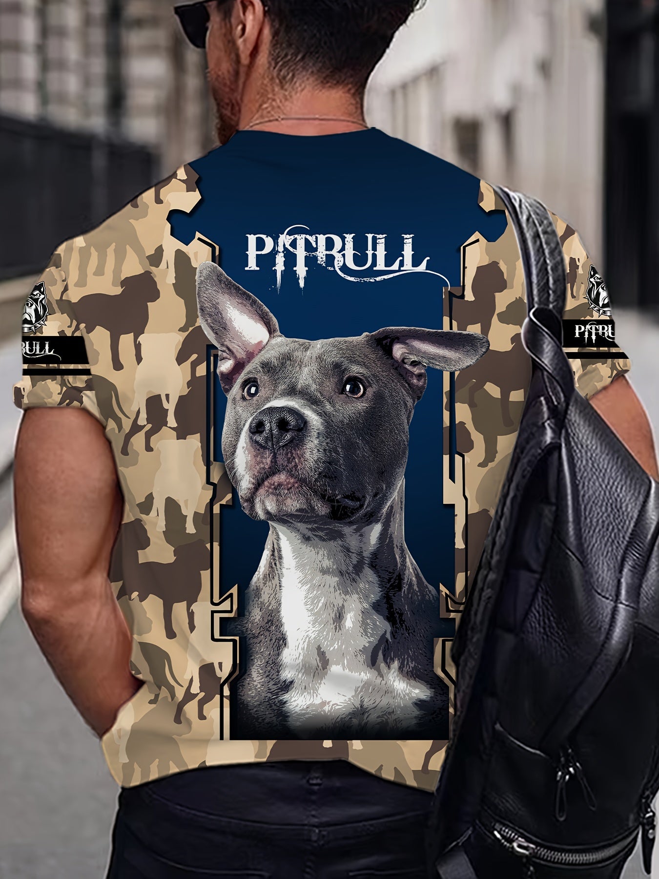 Plus Size Mens Fashion-Forward Dog Graphic Tee - Bold Print, Summer Casual, Comfortable Short Sleeve