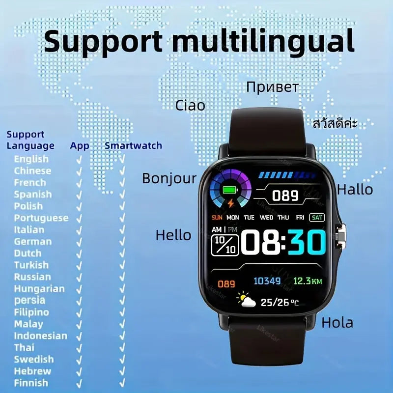 Full Touch Screen 1.83-inch Smart Watch for Men and Women with Wireless Calls, Message Reminders, Sports Tracker, Remote Camera, Weather Notification - USB Rechargeable, Multiple Sports Modes, 240P Resolution, Positioning Nav Chic Le'Meek