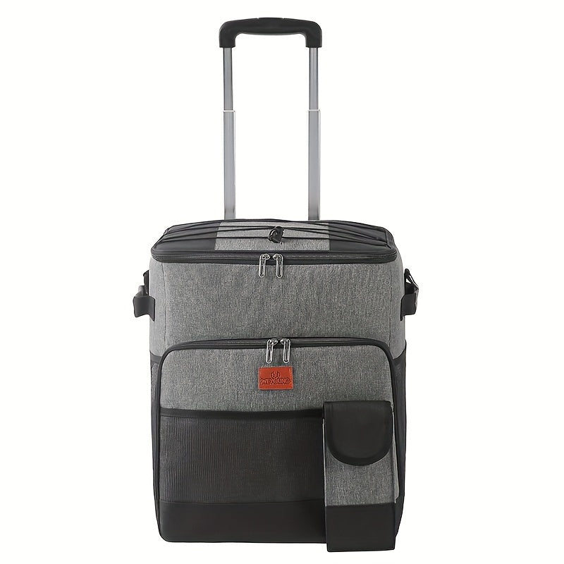 Large Capacity Rolling Briefcase, Rolling Handbag With Wheels, Rolling Storage Bag With Detachable Folding Handcart, Mobile Storage Bag