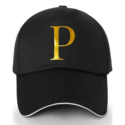 Unisex Polyester Baseball Cap | Adjustable Fit | Lightweight, Breathable & Quick-Dry | Golden Letter Print Embroidery 'M' or 'A' | Ideal for Outdoor Sports and Travel | Stylish Hip-Hop Dad Hat, Casual Wear Hat | Hiphop Style Chic Le'Meek