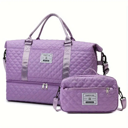 Large Capacity Travel Duffel Bag in Oxford Fabric, Portable Sports Gym Storage Bag, Weekend Overnight Bag for Women Chic Le'Meek