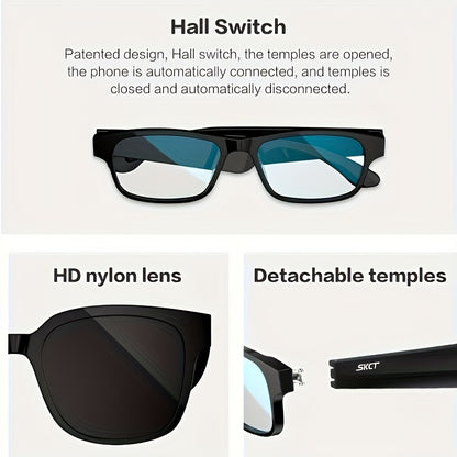 Smart Glasses Audio Frame Sunglasses Music Glasses for Men/Women with Triangle Foldable Glasses Case, Polarized Lens Smart Glasses, Polarized Sunglasses With Speaker