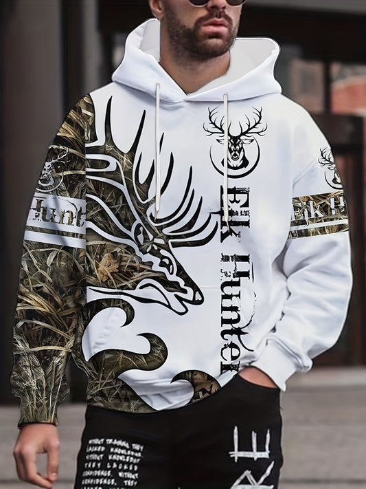 Plus Size Mens Bold Animal Print Hoodie - Super Comfortable Contrast Color Sweatshirt - Oversized, Warm & Stylish for Autumn/Winter Fashion