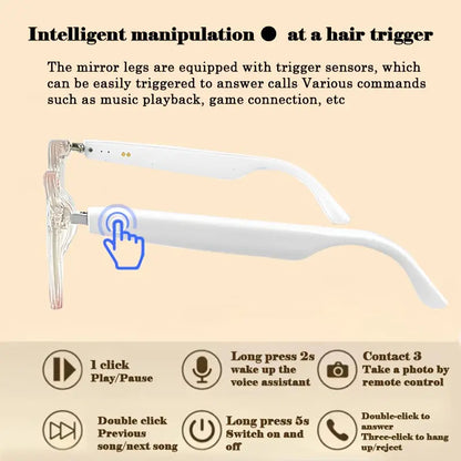 2025 New Smart Wireless Audio Glasses: Sports Music And Calls, Headphone Smart Glasses, Lightweight To Wear, Built-in Microphone And Speaker, Noise Cancellation, Touch And AI Voice Assistant, Compatible With IPhone/Android Chic Le'Meek