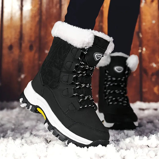 Ultra-Warm Chunky Snow Boots for Women - Anti-Slip, Wear-Resistant, High-Tube Hiking Boots with Thickened Soles for Winter Outdoor Activities - Comfortable, Waterproof, and Breathable Chic Le'Meek