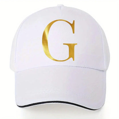 Lightweight Baseball Cap with Adjustable Shoulder Strap, Breathable And Quick Drying- Customizable Golden Letter Design, Suitable for Outdoor Sports And Travel, Baseball Cap Chic Le'Meek