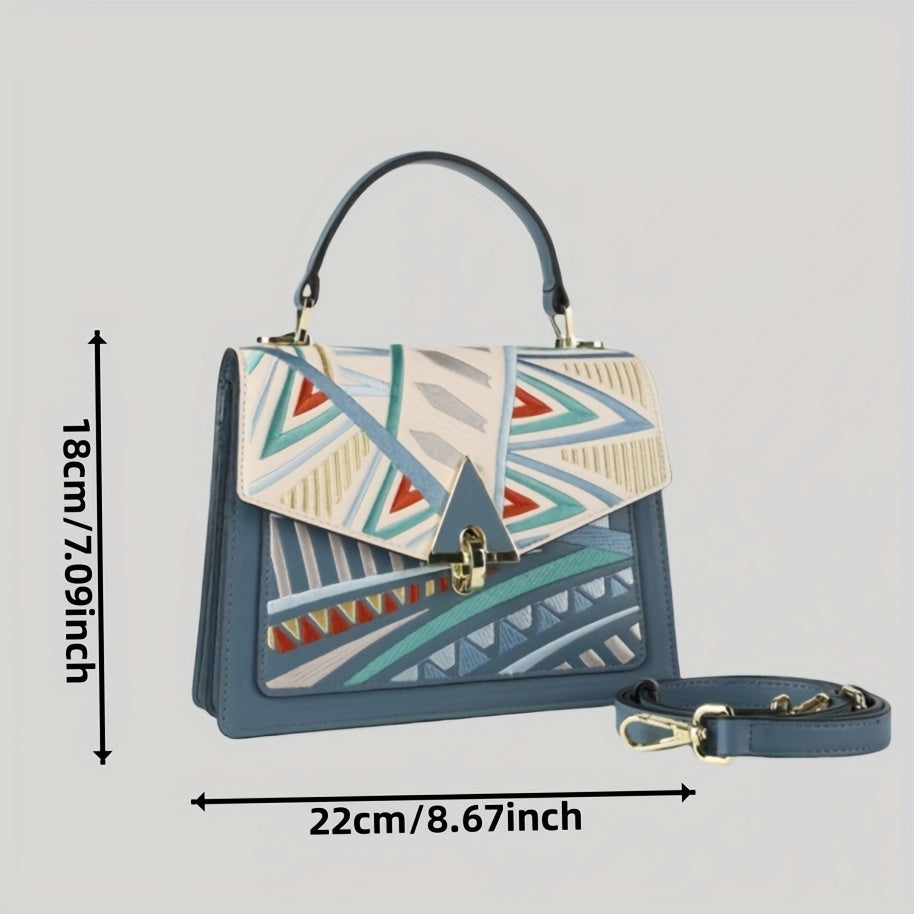 1pc Summer New Light Luxury Unique Style Embroidered Bag Colored Handbag With Crossbody Small Square Bag New Chinese Style