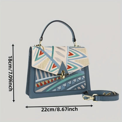 1pc Summer New Light Luxury Unique Style Embroidered Bag Colored Handbag With Crossbody Small Square Bag New Chinese Style