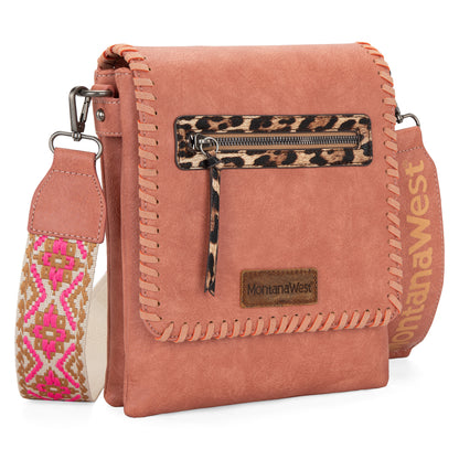 Montana West Multi Zipper Pocket Crossbody Bags for Women Western Printed Strap