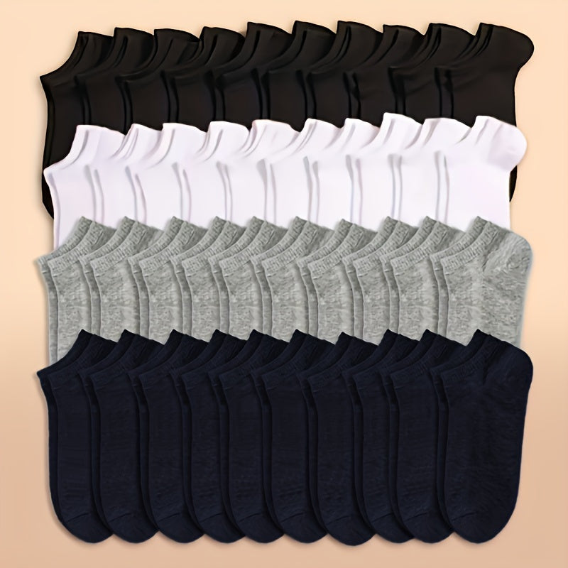 40-60 Pairs Unisex Ankle Socks Collection - Ultra-Soft, Breathable, Comfort Fit, Simple Design