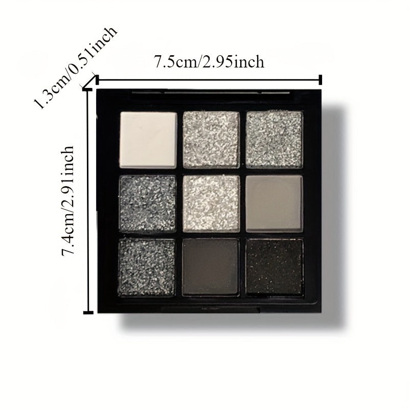 9-Color Black Swan Eyeshadow Glitter Palette - Smoky Punk Style, Matte & Metallic Finishes, Easy to Carry for Travel, Perfect Valentines Day Gift for Music Festival Lovers