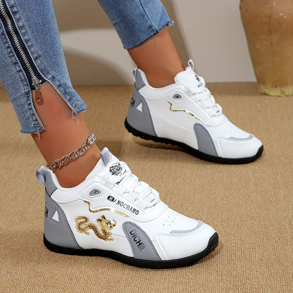 Women's Trendy Sneakers, Casual Lace Up Outdoor Shoes, Comfortable Low Top Sport Shoes