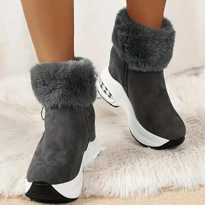 Women's Platform Wedges Ankle Boots, Casual Push Lined Side Zipper Short Boots, Warm & Comfortable Winter Shoes Chic Le'Meek