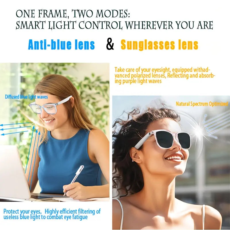 [New Smart Glasses] Smart Glasses: New Photo-taking Outdoor Sports | Music And Calls, Lightweight, Remote Control Photography, Built-in Microphone And Speaker, Noise Reduction, Touch And AI Voice Assistant, Compatible With IP Chic Le'Meek