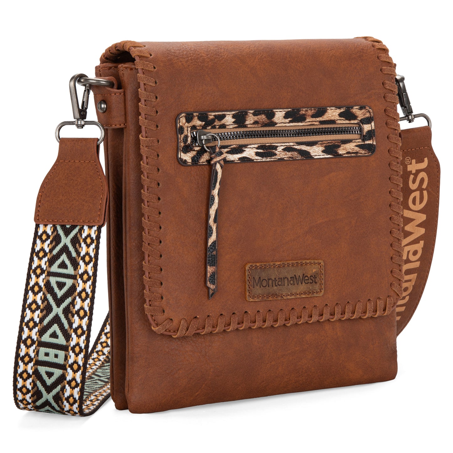 Montana West Multi Zipper Pocket Crossbody Bags for Women Western Printed Strap