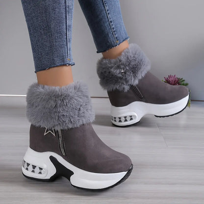 Women's Platform Wedges Ankle Boots, Casual Push Lined Side Zipper Short Boots, Warm & Comfortable Winter Shoes Chic Le'Meek