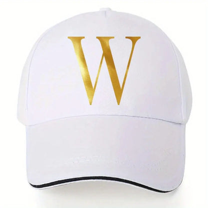 Lightweight Baseball Cap with Adjustable Shoulder Strap, Breathable And Quick Drying- Customizable Golden Letter Design, Suitable for Outdoor Sports And Travel, Baseball Cap Chic Le'Meek
