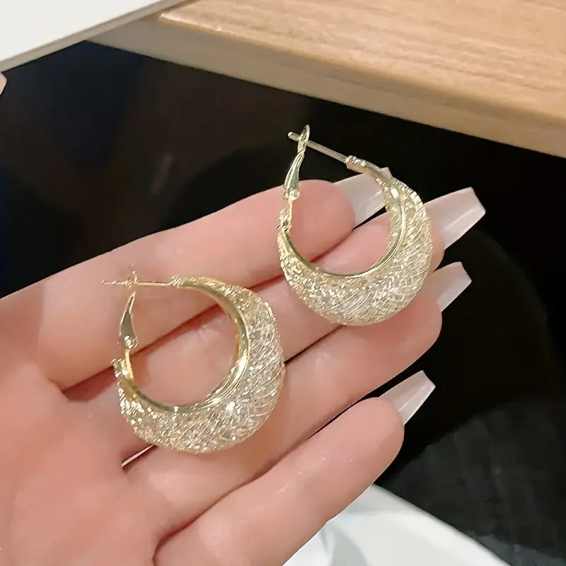 Fashionable Mesh Artificial Crystal Earrings - Perfect For Parties And Gifts For Women, Mothers, Family, And Friends, Suitable For Christmas, New Year Gifts, Halloween, And Valentine'S Day Chic Le'Meek
